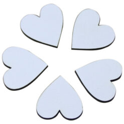 Set 5 decor craft Inimioara din lemn 3 CM, Alb