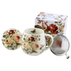 Cana portelan cu infuzor metalic si capac 430 ml, "Zahra", in cutie decorativa