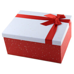 Set 10 cutii cadouri din carton cu fundita  34x26x15 CM, Alb/Rosu