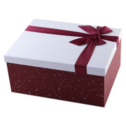 Set 10 cutii cadouri din carton cu fundita  34x26x15 CM, Alb/Bordo