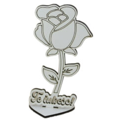 Decor Trandafir din lemn "Te iubesc" 15 CM