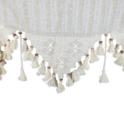 Perdea rustica din bumbac 100x150 CM, cu dantela si margele din lemn