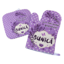 Set manusa si suport oala "Bunica, cea mai buna gospodina!", lavanda