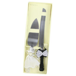 Set tacamuri tort nunta - Alb negru