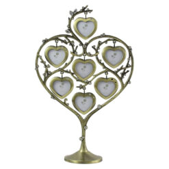 Rama foto Copacul Vietii din metal 7 poze 4x5 CM, Inimioare, auriu 20x31 CM