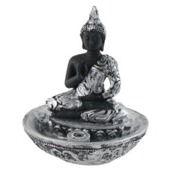 Statueta Buddha, suport betisoare parfumate 11 CM, Argintiu