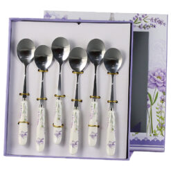 Set 6 lingurite tort cu maner din ceramica, Lavanda Flow
