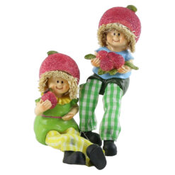 Pereche figurine Copii cu zmeura, cu picioare textil 16 CM