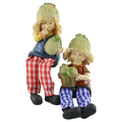 Pereche figurine Copii cu varza, cu picioare textil 15 CM