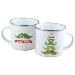 Cana metalica emailata "Craciun Fericit" 300 ml, Mustata