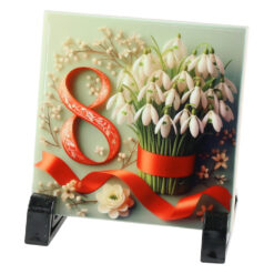 Placa decorativa 8 Martie cu ghiocei 10x10 CM