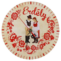 Ceas perete din lemn 19.5 CM, Erdely, cuplu in port secuiesc