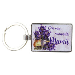 Breloc din metal "Cea mai minunata Mama" 7 CM, Lavanda