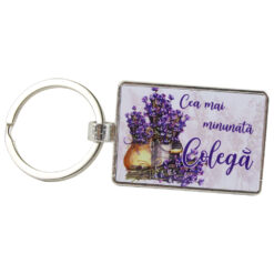 Breloc din metal "Cea mai minunata Colega" 7 CM, Lavanda