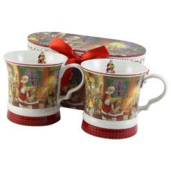 Set 2 cani din ceramica, 300 ml, "Mos Nicolae", in cutie decorativa