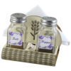 Set solnita si pipernita cu suport lemn "Sare/Piper" 11?9 CM, Lavanda