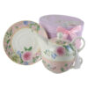 Set ceainic cu ceasca si farfurioara 350 ml/310 ml, Trandafiri, in cutie decorativa, roz