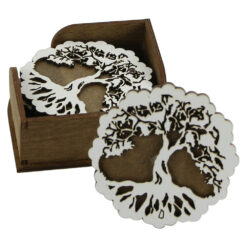 Set 6 suporturi pahare traforaj, 9 CM, cu suport, Copacul Vietii