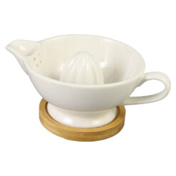 Storcator citrice din ceramica cu suport bambus, White 10x6 CM