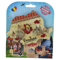 Magnet decorativ Harta Romaniei din lemn 10x7 CM, Tarancuta