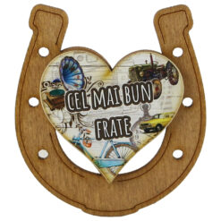 Magnet frigider din lemn "Cel mai bun Frate" 7x8 CM, Potcoava