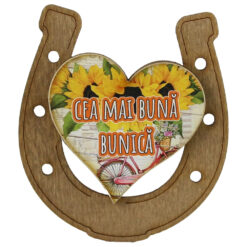 Magnet frigider din lemn "Cea mai buna Bunica" 7x8 CM, Potcoava