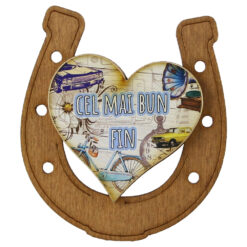 Magnet frigider din lemn "Cel mai bun Fin" 7x8 CM, Potcoava