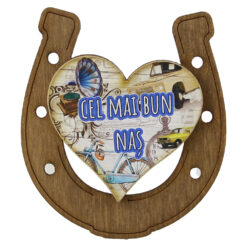 Magnet frigider din lemn "Cel mai bun Nas" 7x8 CM, Potcoava