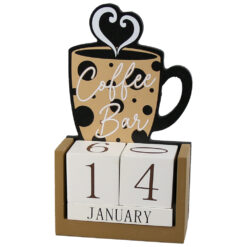 Calendar perpetuu din lemn 11x20 CM, Coffee Bar