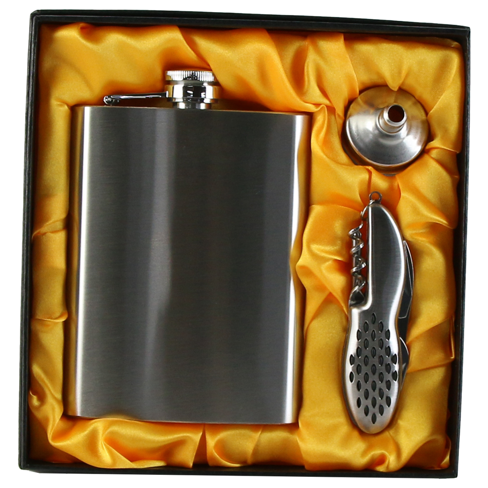 Set cadou pentru barbati, Plosca cu palnie si briceag