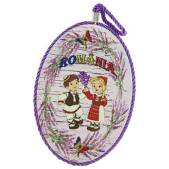 Suport oale decor din ceramica "Romania" 14x20 CM, Copii cu lavanda