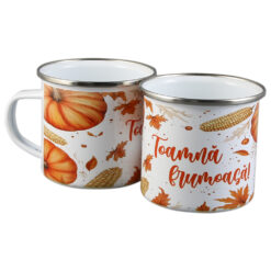 Cana metalica emailata 240 ml "Toamna frumoasa", cu dovlecei