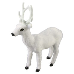 Figurina Craciun Caprioara din plastic alb 15 CM