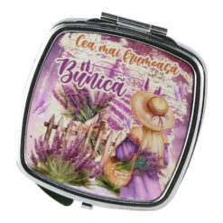 Oglinda de buzunar "Cea mai frumoasa Bunica", Lavanda