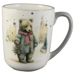 Cana de Craciun din ceramica 500 ml, Ursulet cu brad, in cutie