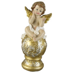 Figurina Inger pe glob, 22 CM, alb/auriu