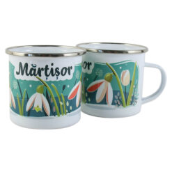Cana metalica emailata 240 ml "Martisor", ghiocei