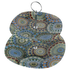 Platou etajat cu 2 nivele, din sticla 25/20 CM, Mandala