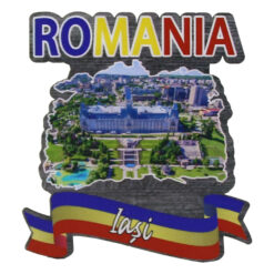 Magnet frigider din lemn "Romania" 7.5x8 CM, Iasi, tricolor