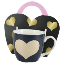 Cana portelan "Dark Blue, Big Heart", 460 ml, in ambalaj decorativ