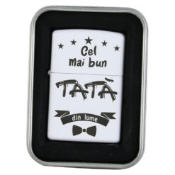 Bricheta metalica "Cel mai bun Tata din lume", 3.5x5 CM, Alb