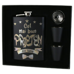 Set cadou "Cel mai bun Prieten din lume",  Plosca cu palnie si 2 pahare