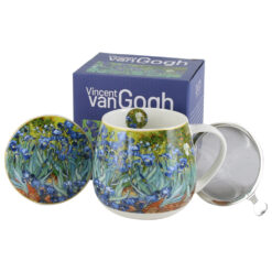 Cana portelan cu infuzor metalic si capac 430 ml,"Irises" de V. van Gogh