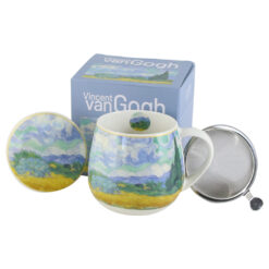 Cana portelan cu infuzor metalic si capac 430 ml, "Wheat Field"de V. van Gogh, in cutie decorativa