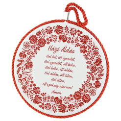 Suport oale decor "Hazi Aldas" 17 CM, din ceramica, rosu/alb