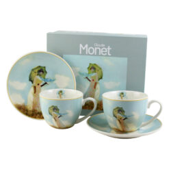 Set 2 cesti cu farfurii din portelan 270 ml "Woman with Parasol" de Claude Monet, in cutie decorativa