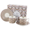 Set 2 cesti espresso cu farfurii, din portalan, 120 ml "Papilio", in cutie decorativa, Geometric