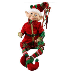 Figurina Elf cu caciula cu clopotei 45 CM, cu picioare mobile