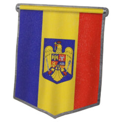Magnet frigider din lemn 8x9 CM, Fanion cu stema Romaniei