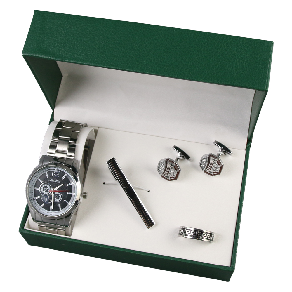 Set cadou pentru barbati, Ceas, inel, ac de cravata si mansete